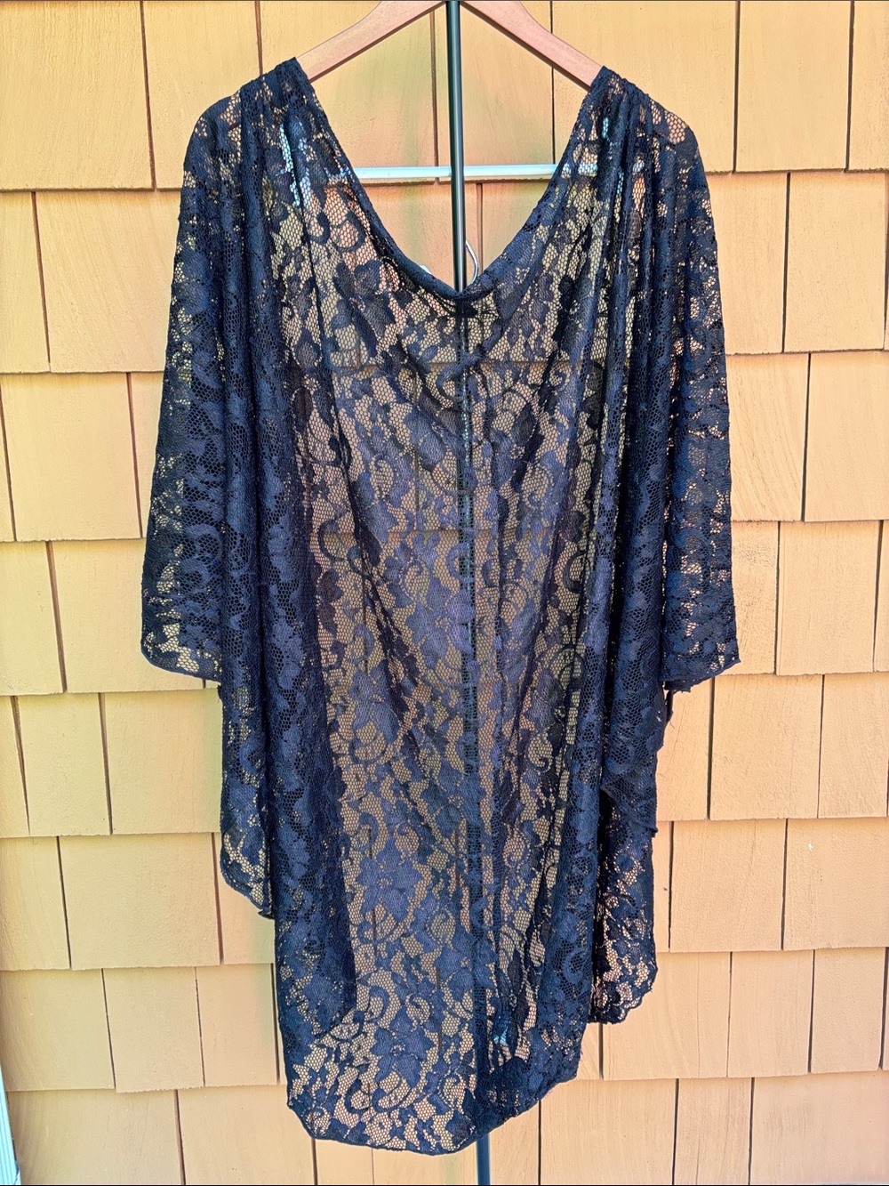 Black Floral Lace Oversized Gothic Witchy Victorian Vamp Shawl Wrap | Size 3X